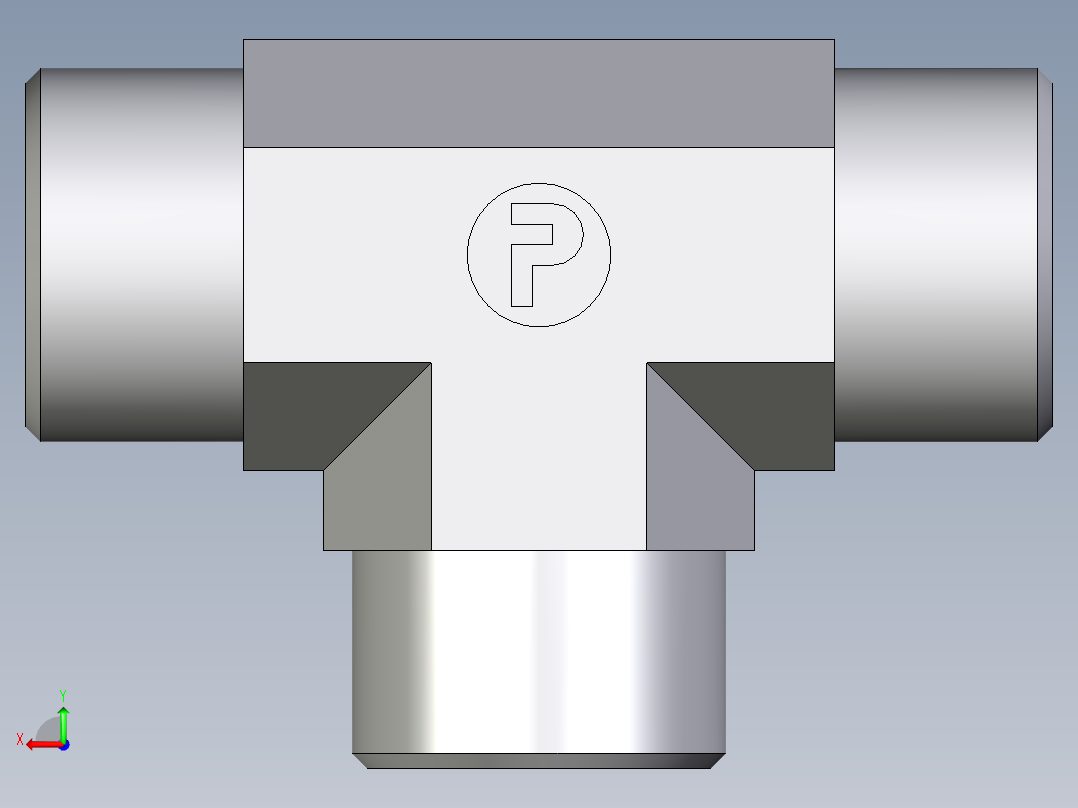 卡套式工业通用硬管接头EO_Union_tee_T16S71X后视图