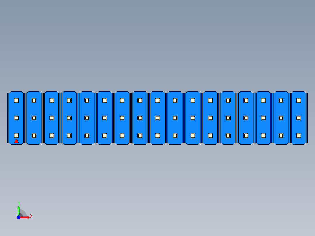 彩色公头100mil（2.54mm）系列-DS1021_blue_3x17p_100mil_Type43_rev1.0前视图