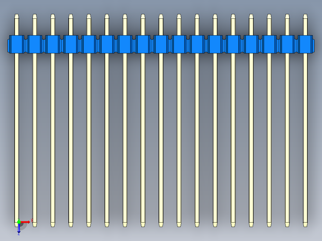 彩色公头100mil（2.54mm）系列-DS1021_blue_3x17p_100mil_Type43_rev1.0俯视图
