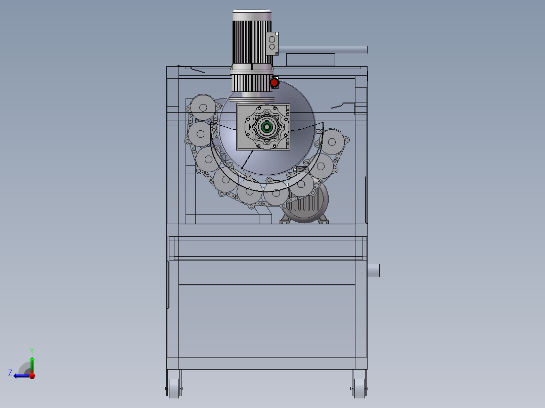 茎类蔬菜去皮机三维SW图纸+文档右视图