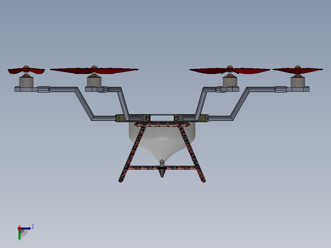 无人驾驶飞机模型三维前视图