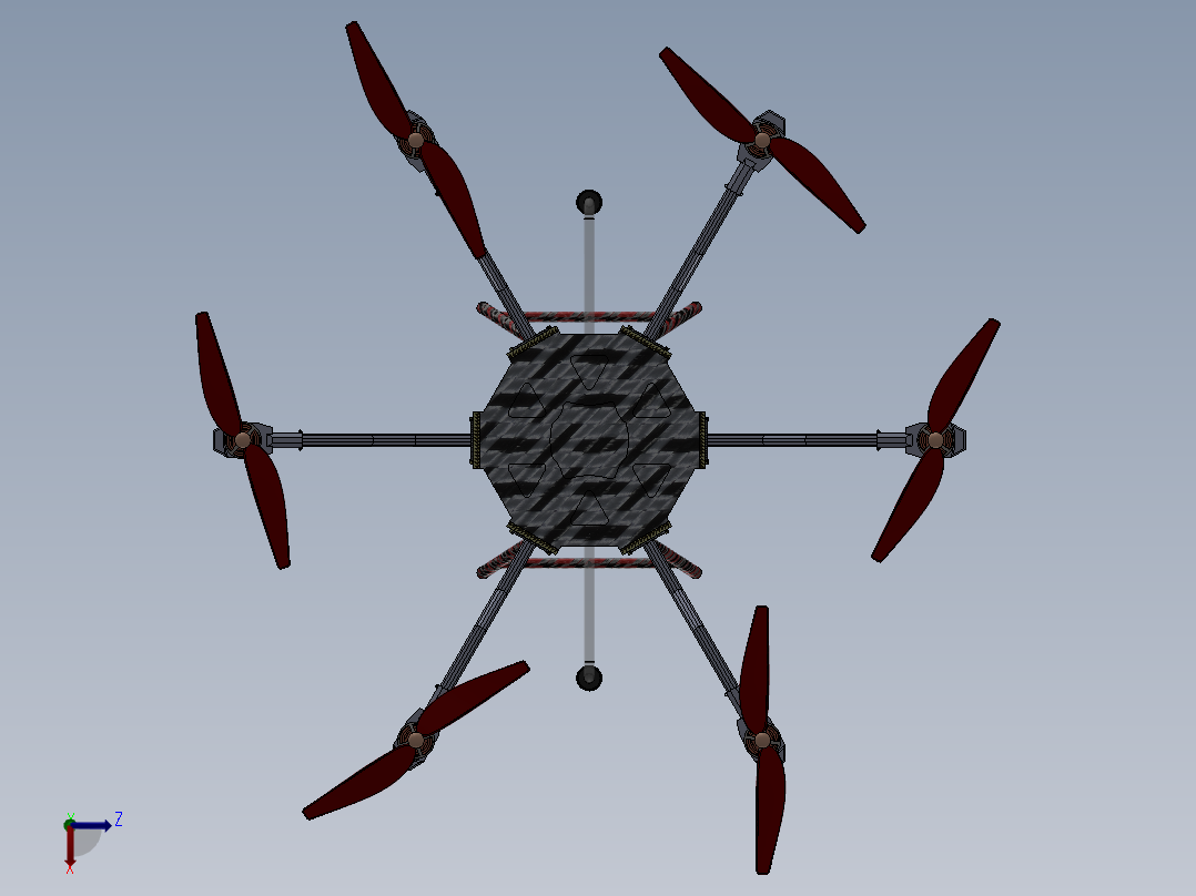 无人驾驶飞机模型三维俯视图