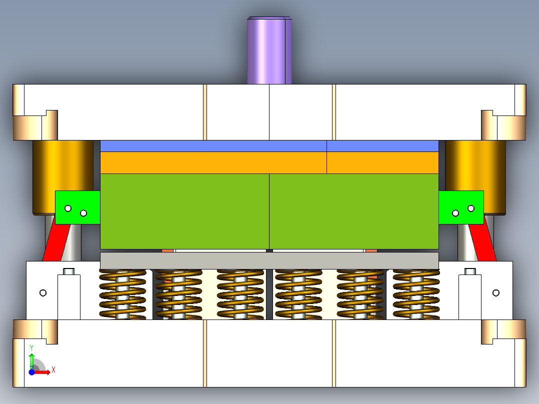 盖板一出二级进模（CAD图+Proe三维）前视图