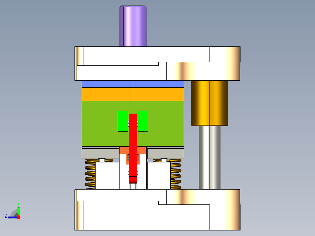 盖板一出二级进模（CAD图+Proe三维）右视图
