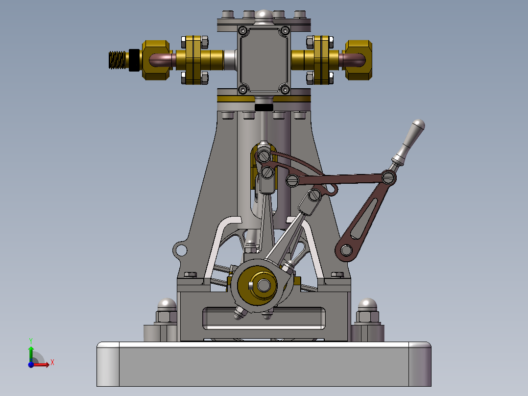 立式双缸发动机前视图