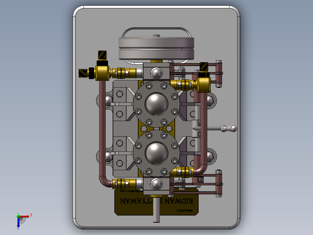 立式双缸发动机俯视图