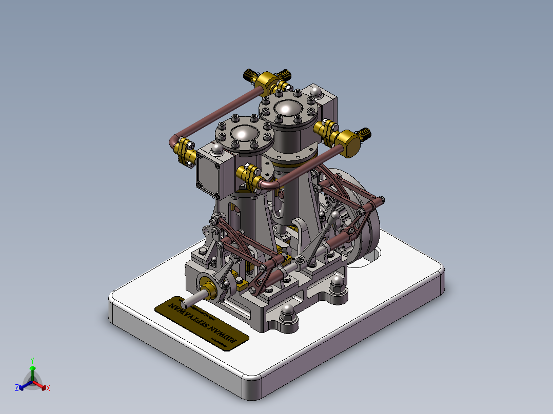立式双缸发动机正等轴测图