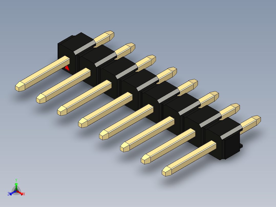 彩色公头100mil（2.54mm）系列-DS1021_black_1x08p_100mil_Type1_rev1.0正等轴测图