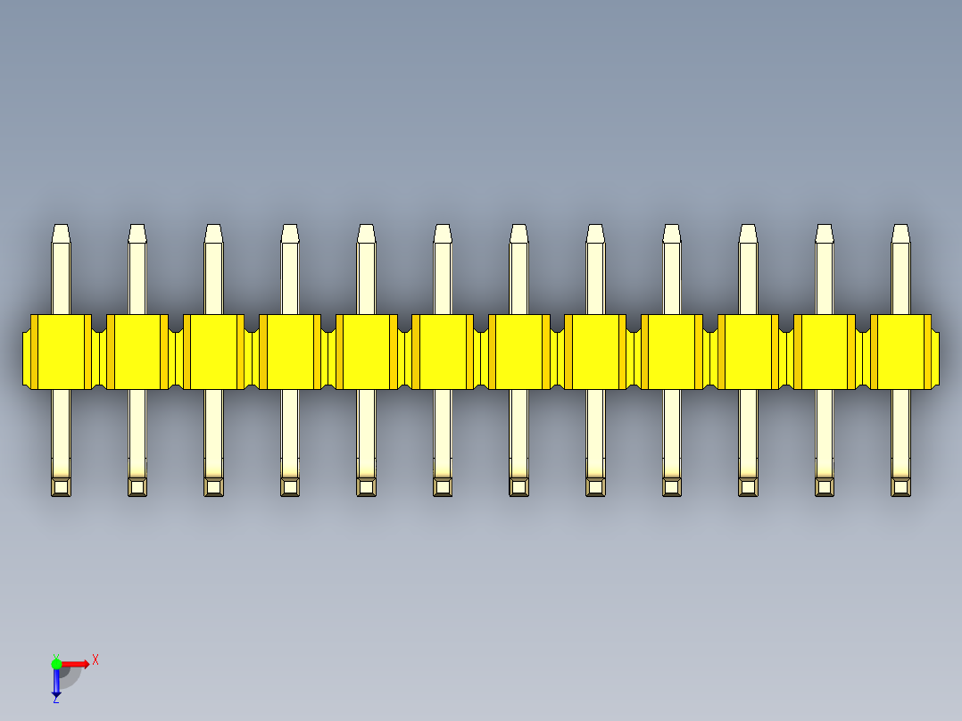 彩色公排针 100mil 2.54mm 系列-DS1022_yellow_12p_100mil_TypeU_rev1.0俯视图