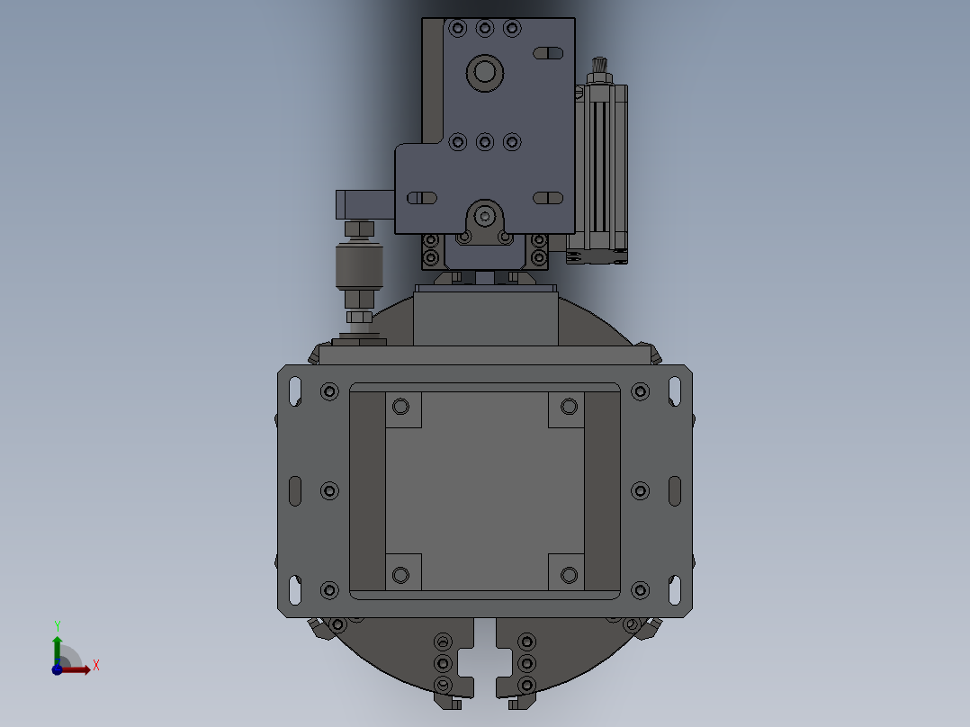 转盘叠料上料下料机构图纸（磁瓦存储组件） 自动化设备3D图纸前视图