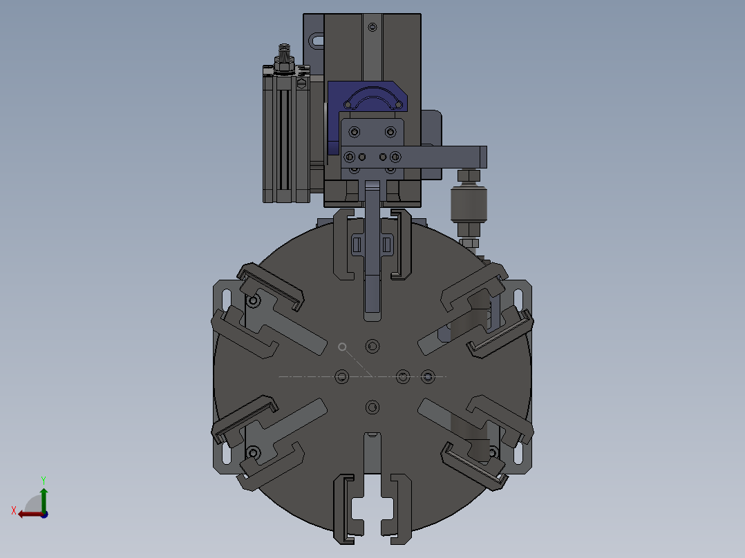 转盘叠料上料下料机构图纸（磁瓦存储组件） 自动化设备3D图纸后视图