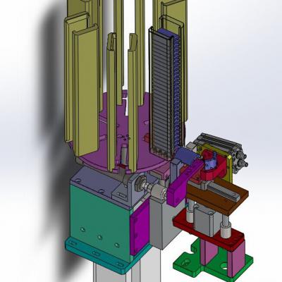 转盘叠料上料下料机构图纸（磁瓦存储组件） 自动化设备3D图纸