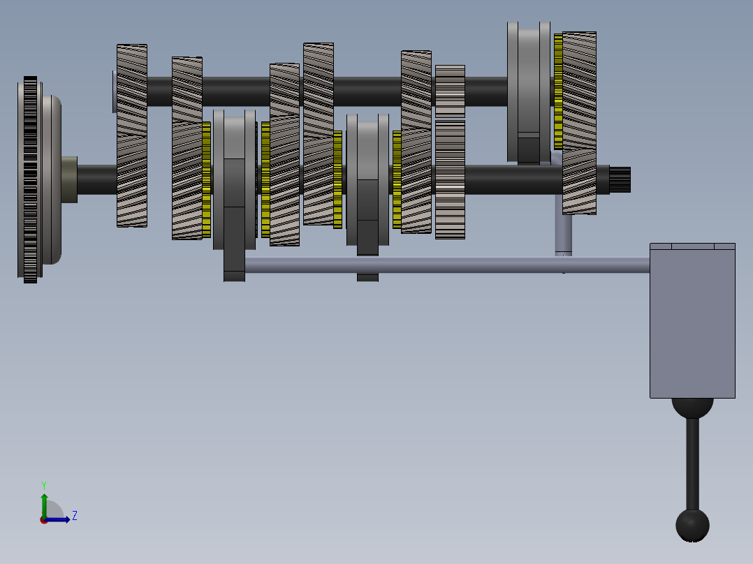变速箱齿轮结构左视图