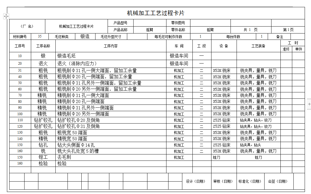 转向杆-摩托车摇臂零件的钻φ14孔夹具设计及加工工艺装备规程含4张CAD图