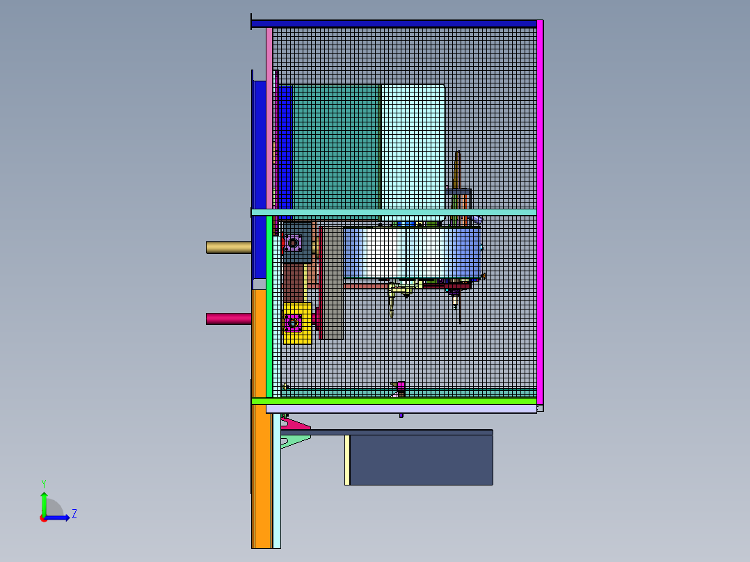 保护加工用包缠绕膜大型复卷机左视图