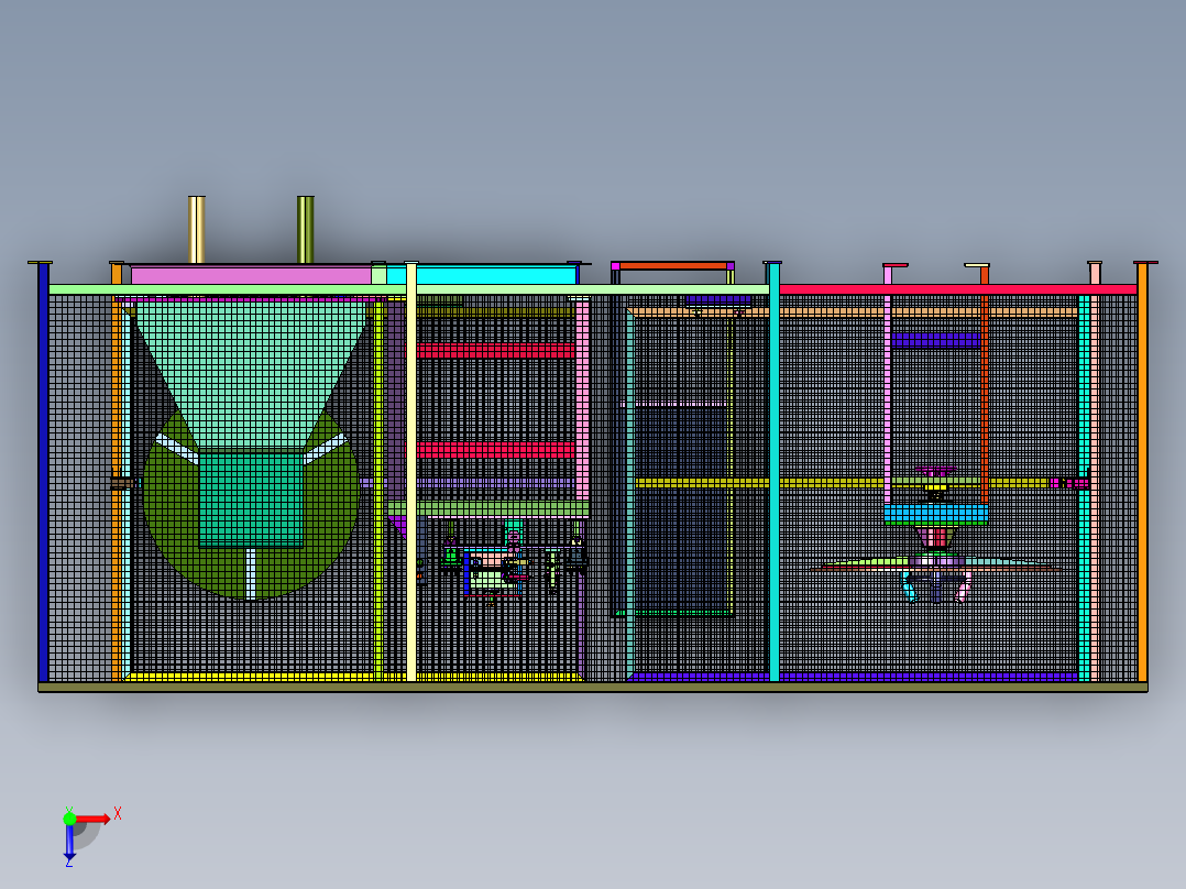 保护加工用包缠绕膜大型复卷机俯视图