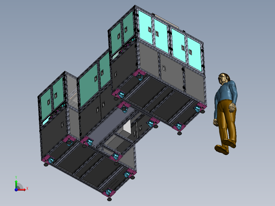 玻璃白片检测自动收放盘分拣机（sw15可编辑+工程图）前视图