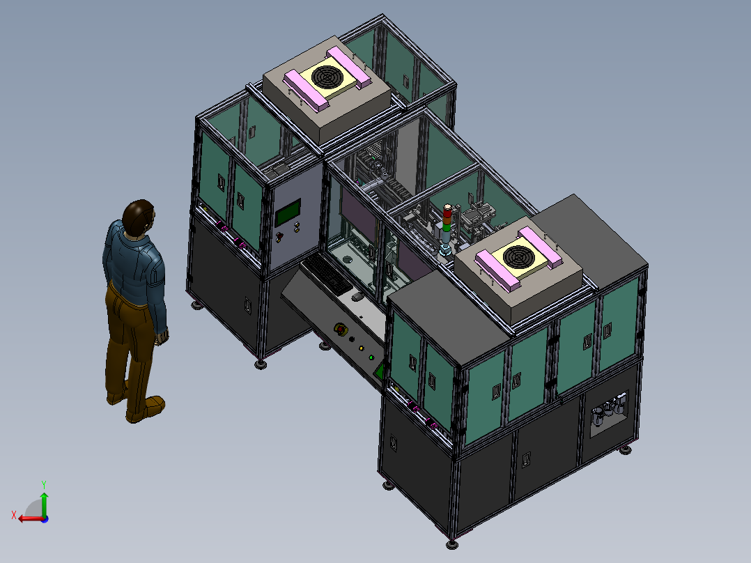 玻璃白片检测自动收放盘分拣机（sw15可编辑+工程图）后视图
