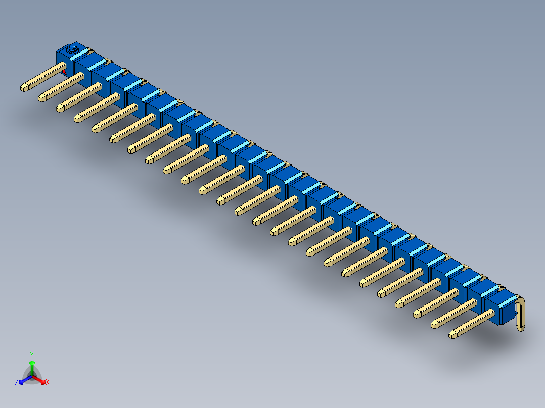 彩色公排针 100mil 2.54mm 系列-DS1022_blue_1x25p_100mil_TypeD_rev1.0