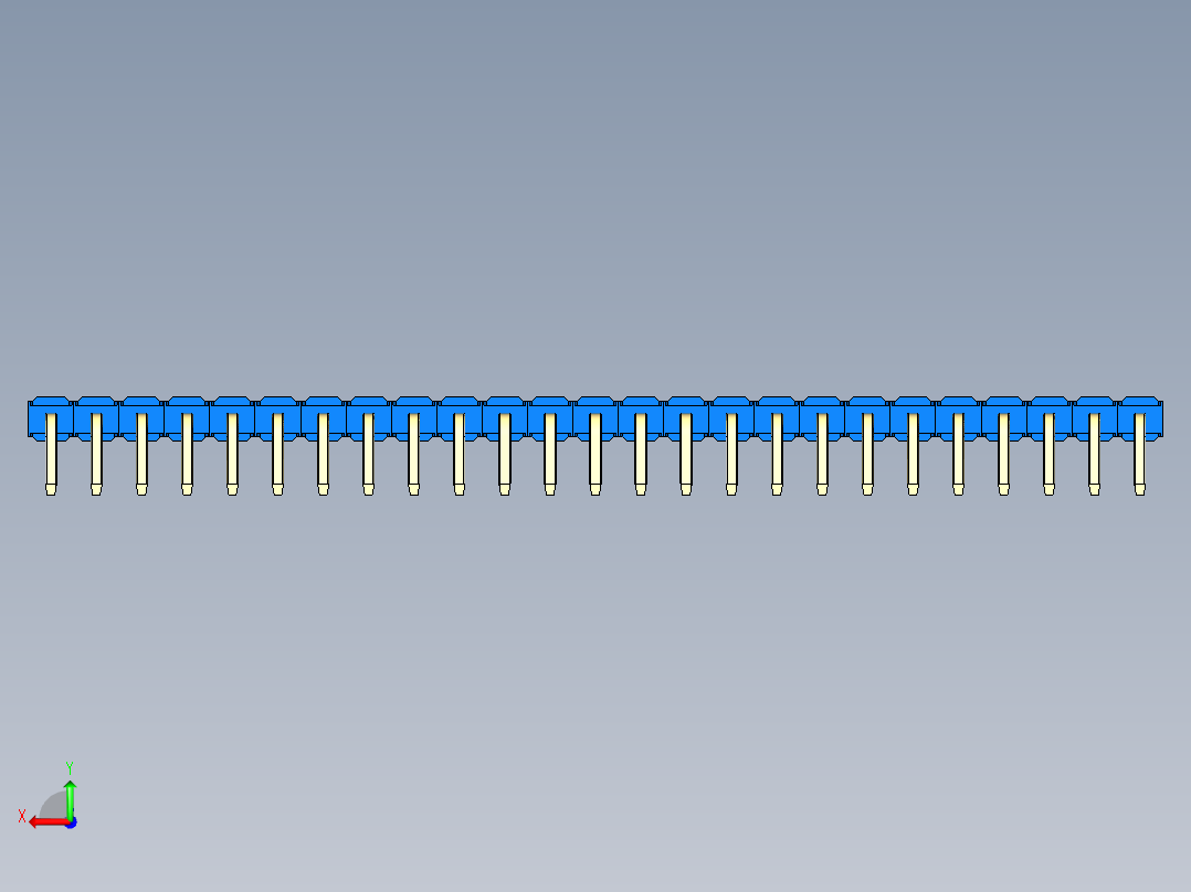 彩色公排针 100mil 2.54mm 系列-DS1022_blue_1x25p_100mil_TypeD_rev1.0后视图