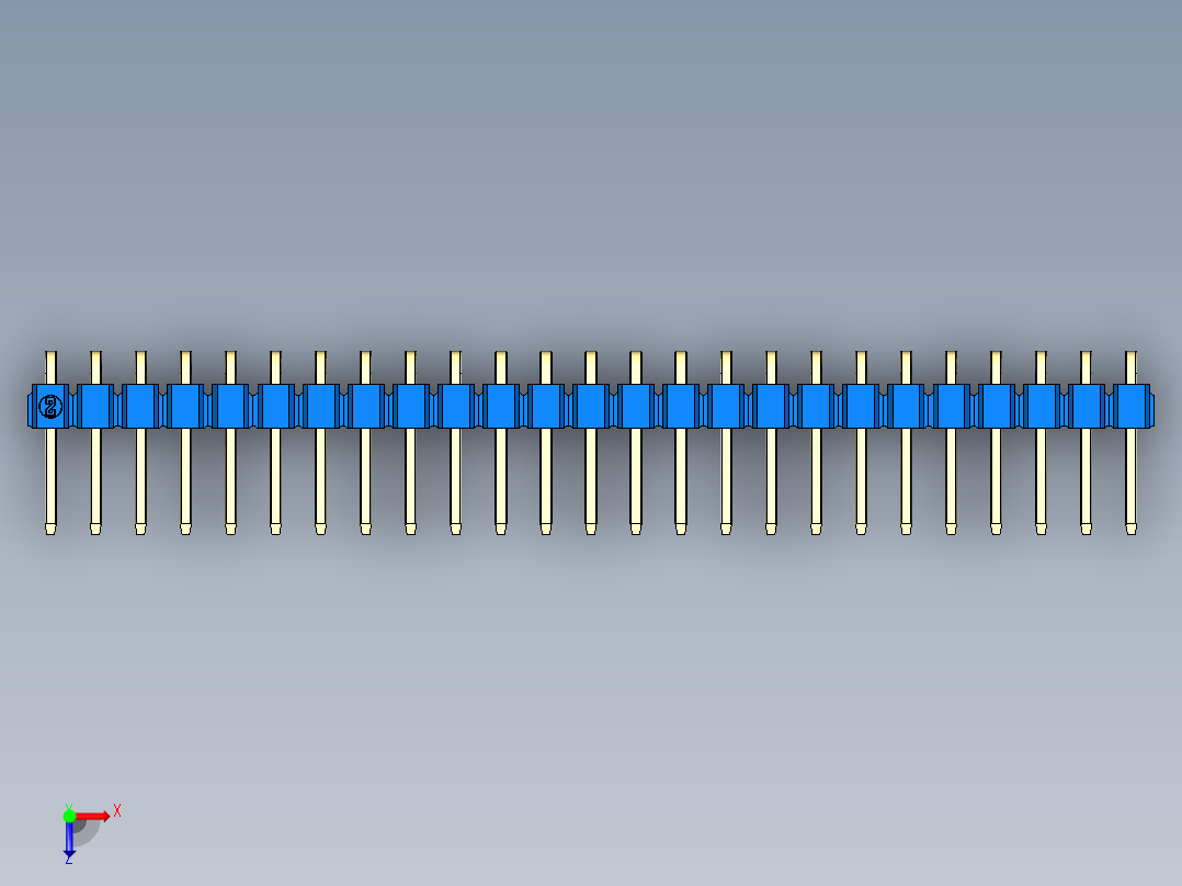 彩色公排针 100mil 2.54mm 系列-DS1022_blue_1x25p_100mil_TypeD_rev1.0俯视图