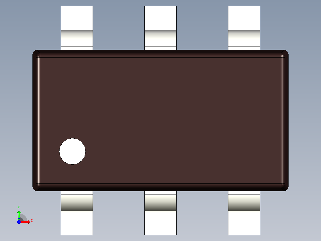 电子元件的SC-74封装。具有3、4、5和6引脚覆盖区的不同实施例前视图