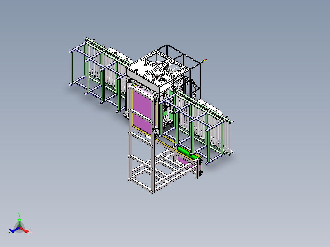 大周转箱翻转倒料机sw18可编辑正等轴测图
