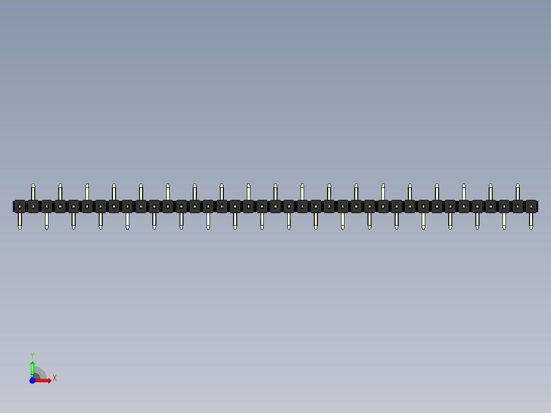 彩色公排针 100mil 2.54mm 系列-DS1022_black_39p_100mil_Type_SMT_R2_rev1.0前视图