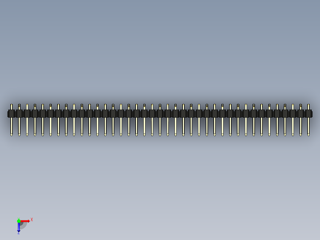 彩色公排针 100mil 2.54mm 系列-DS1022_black_39p_100mil_Type_SMT_R2_rev1.0俯视图