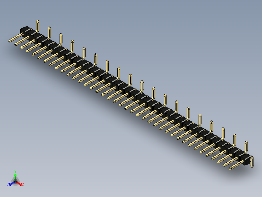 彩色公排针 100mil 2.54mm 系列-DS1022_black_39p_100mil_Type_SMT_R2_rev1.0正等轴测图