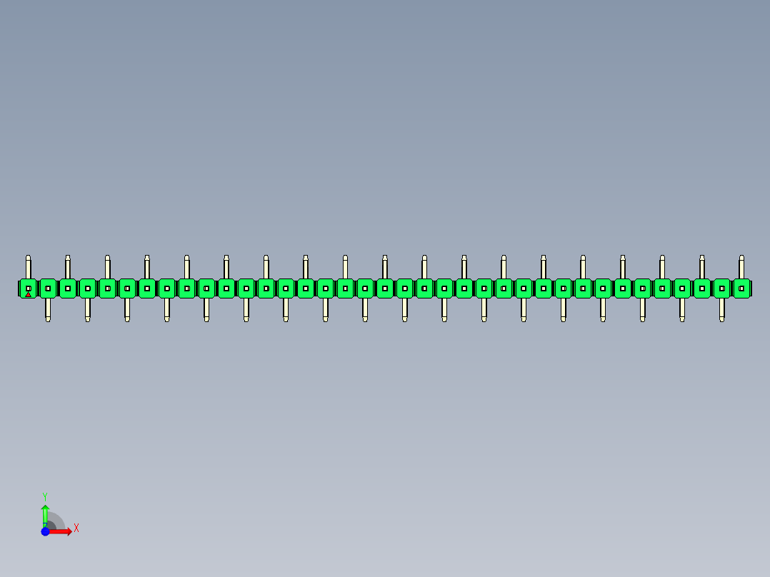 彩色公排针 100mil 2.54mm 系列-DS1022_green_37p_100mil_Type_SMT_R1_rev1.0前视图