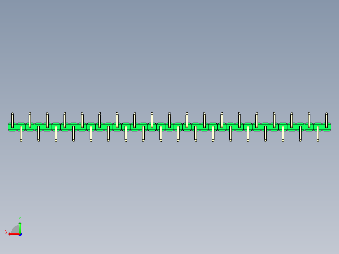 彩色公排针 100mil 2.54mm 系列-DS1022_green_37p_100mil_Type_SMT_R1_rev1.0后视图
