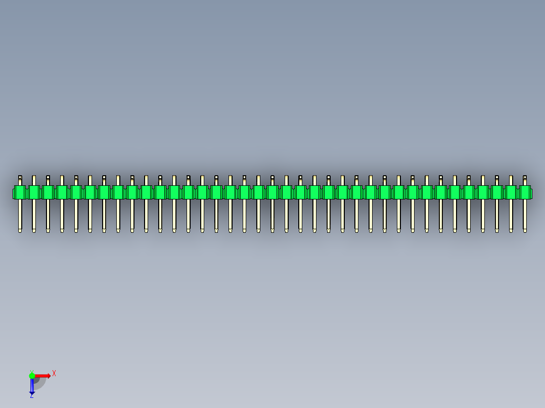 彩色公排针 100mil 2.54mm 系列-DS1022_green_37p_100mil_Type_SMT_R1_rev1.0俯视图