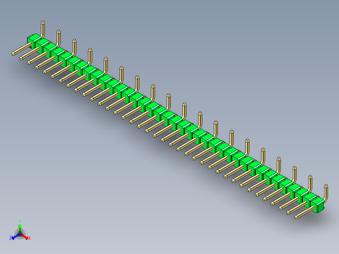 彩色公排针 100mil 2.54mm 系列-DS1022_green_37p_100mil_Type_SMT_R1_rev1.0正等轴测图