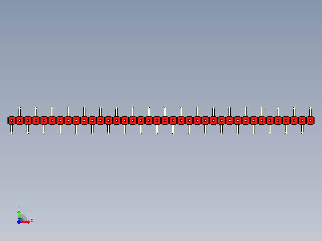 彩色公排针 100mil 2.54mm 系列-DS1022_red_38p_100mil_Type_SMT_R2_rev1.0前视图