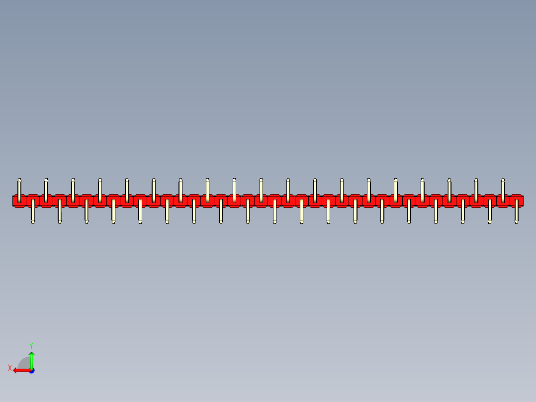 彩色公排针 100mil 2.54mm 系列-DS1022_red_38p_100mil_Type_SMT_R2_rev1.0后视图
