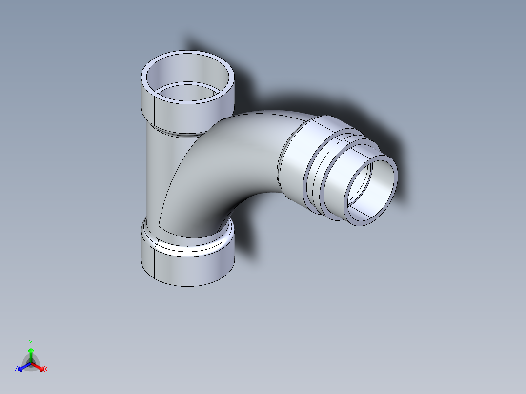 船舶管路系统S10_SeaDrainPLUS_LongTurnReducingTee-SxSxS_37E273030_2in Sea Drain Plus - Long Turn Reducing Tee - SxSxS正等轴测图