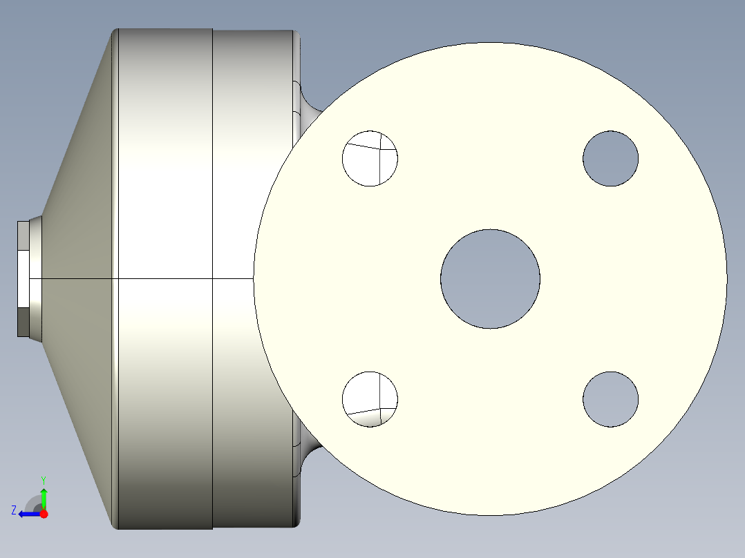 6DKMOMCP NO-DA 气动隔膜阀、常开型双作用，固定法兰，钻孔PN10 16。面对面根据EN 558-1 PP-H右视图