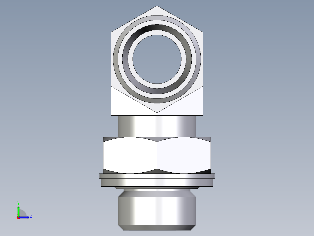 卡套式工业通用硬管接头EO_Adjustable_locknut_branch_tee_TEE12LMOMDCF左视图
