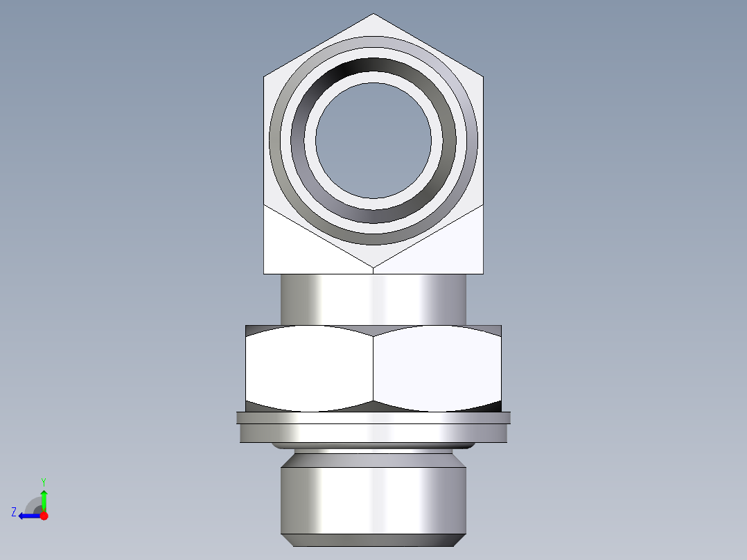 卡套式工业通用硬管接头EO_Adjustable_locknut_branch_tee_TEE12LMOMDCF右视图