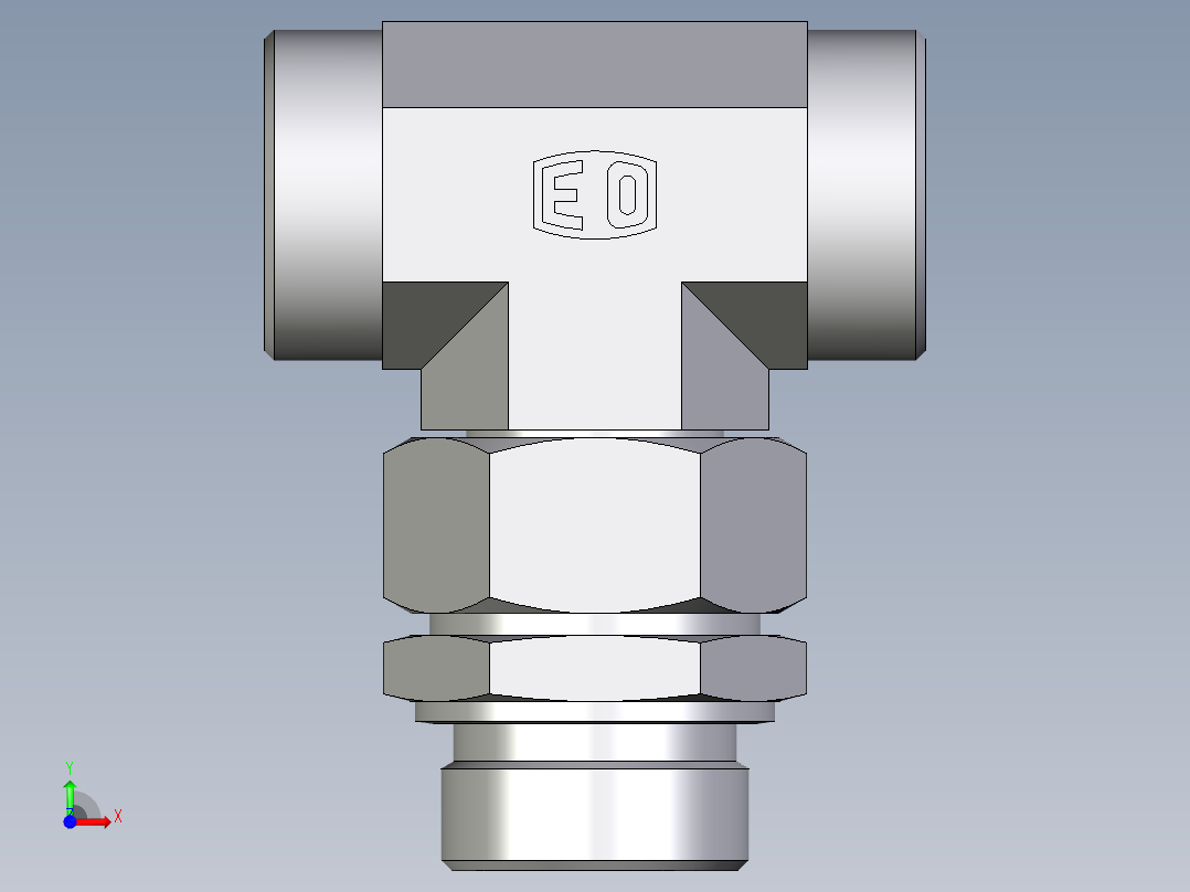 卡套式工业通用硬管接头EO_Assembled_adjustable_standpipe_branch_tee_EVT35LROMD71前视图