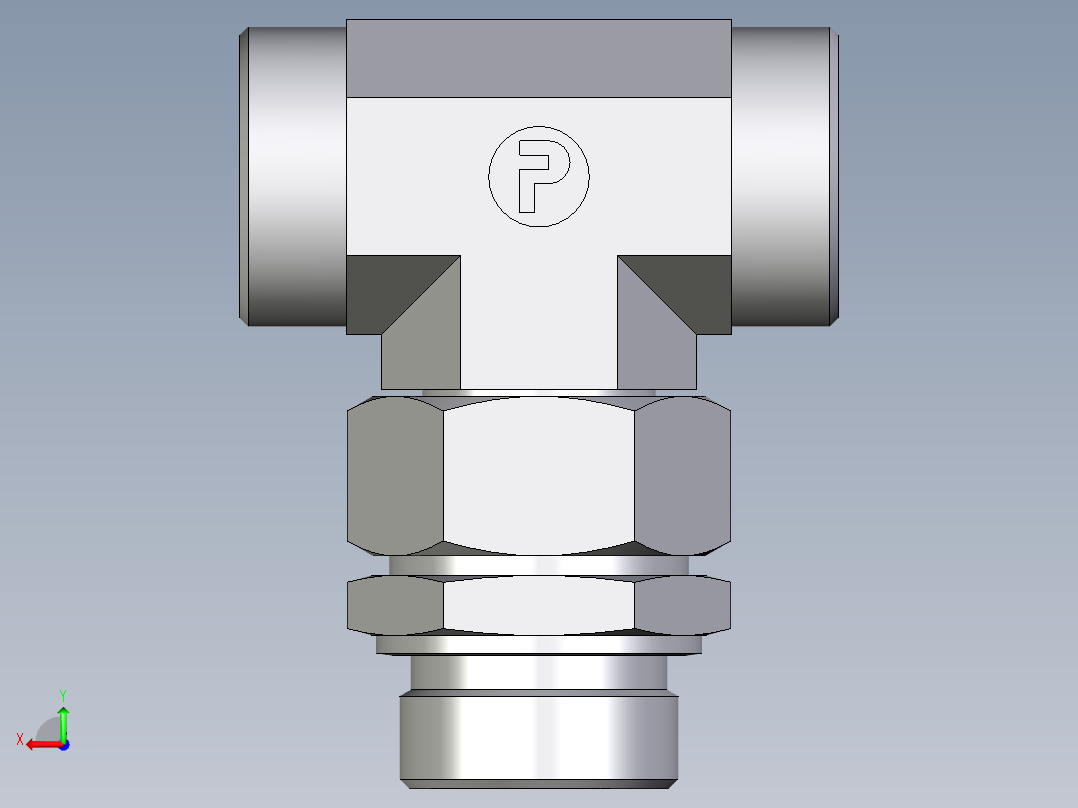 卡套式工业通用硬管接头EO_Assembled_adjustable_standpipe_branch_tee_EVT35LROMD71后视图