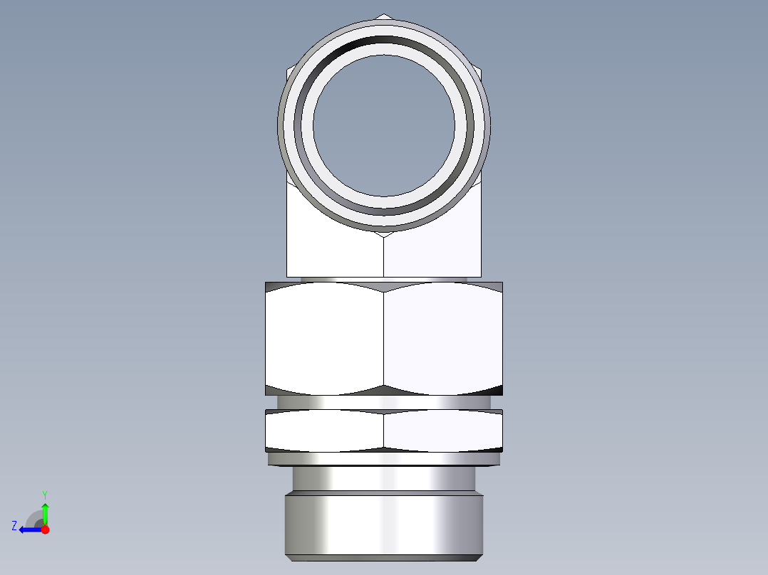 卡套式工业通用硬管接头EO_Assembled_adjustable_standpipe_branch_tee_EVT35LROMD71右视图