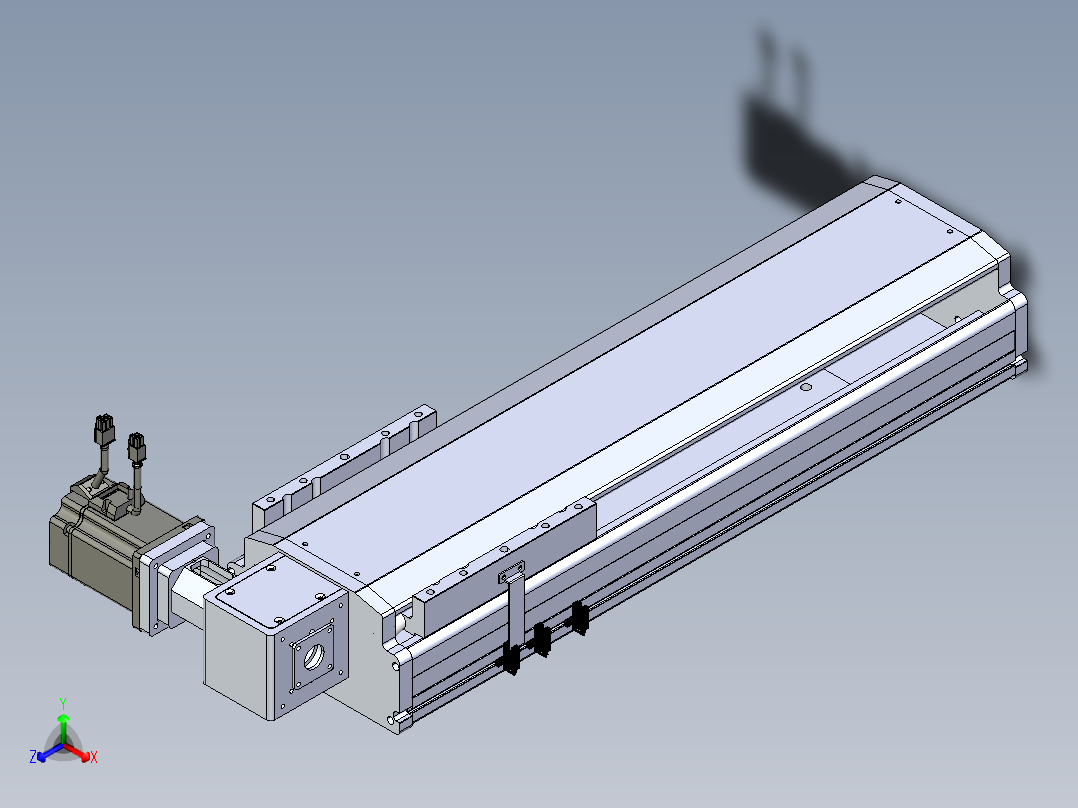 东锦同步带传动-直线滑台模组DH210B-L150-S400-BL-P750W-C3正等轴测图