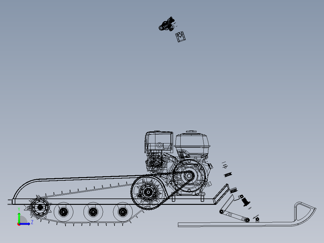 Mini Snow Bike雪地摩托车3D图纸 STP格式左视图