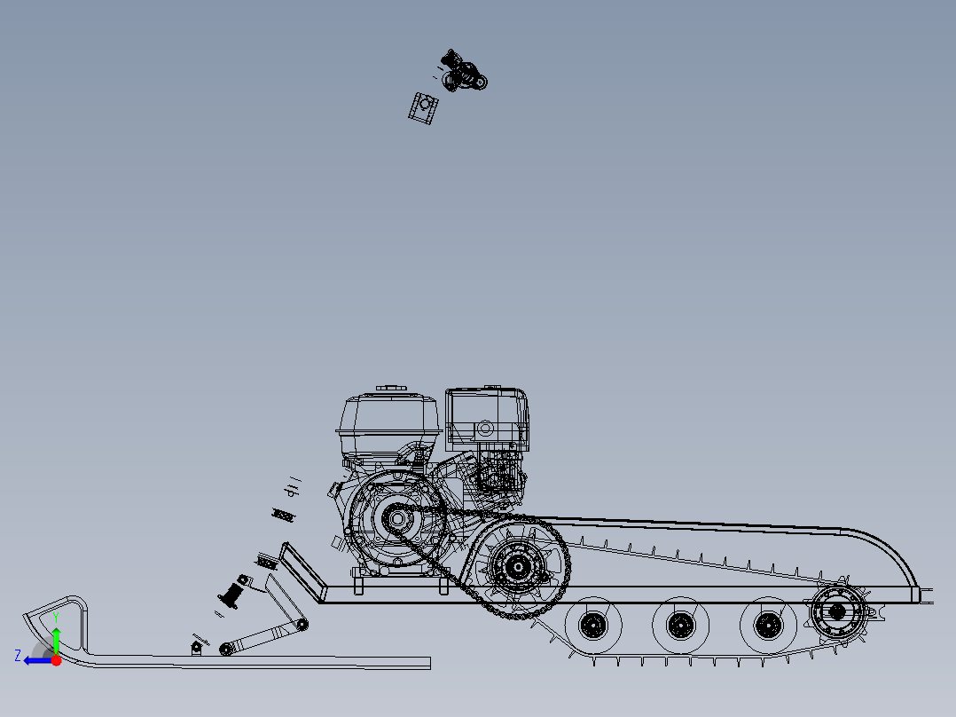 Mini Snow Bike雪地摩托车3D图纸 STP格式右视图