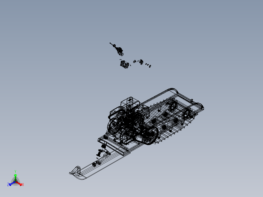 Mini Snow Bike雪地摩托车3D图纸 STP格式正等轴测图
