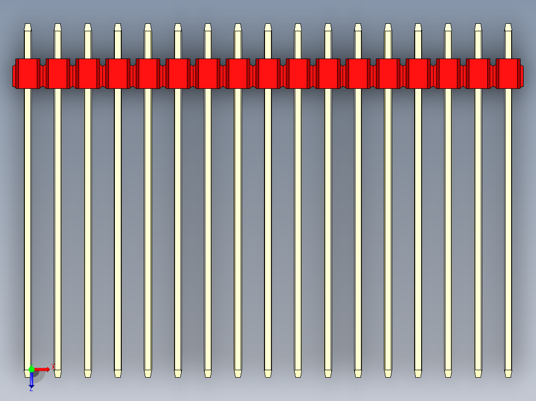 彩色公头100mil（2.54mm）系列-DS1021_red_2x17p_100mil_Type43_rev1.0俯视图