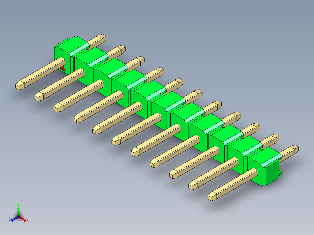 彩色公头100mil（2.54mm）系列-DS1021_green_1x11p_100mil_Type1_rev1.0