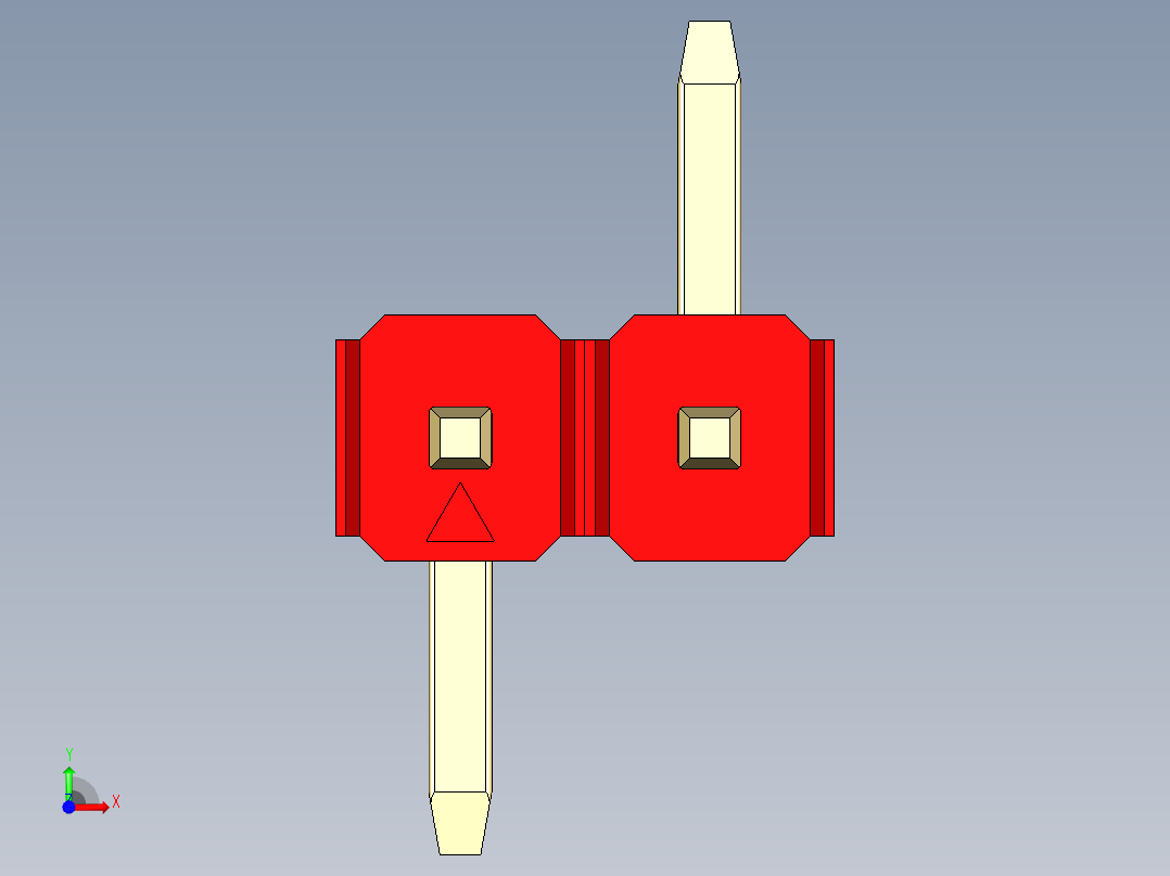 彩色公排针 100mil 2.54mm 系列-DS1022_red_02p_100mil_Type_SMT_R2_rev1.0前视图